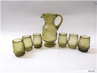 سرویس پارچ و لیوان قدیمی ایرانی رنگ سدری 