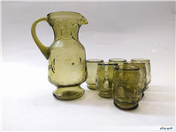 سرویس پارچ و لیوان قدیمی ایرانی رنگ سدری 