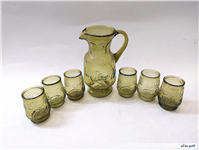 سرویس پارچ و لیوان قدیمی ایرانی رنگ سدری 