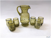 سرویس پارچ و لیوان قدیمی ایرانی رنگ سدری 