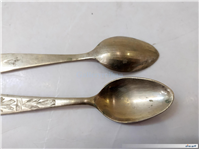 6 قاشق قلمدار قدیمی برنجی دستساز مهردار 