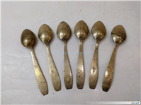 6 قاشق قلمدار قدیمی برنجی دستساز مهردار 