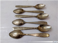 6 قاشق قلمدار قدیمی برنجی دستساز مهردار 