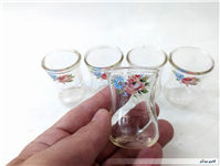 5 استکان قدیمی کمرباریک ایرانی گلدار 