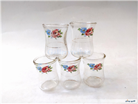 5 استکان قدیمی کمرباریک ایرانی گلدار 