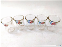 5 استکان قدیمی کمرباریک ایرانی گلدار 