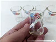 5 استکان قدیمی کمرباریک ایرانی گلدار 