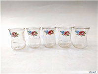 5 استکان قدیمی کمرباریک ایرانی گلدار 