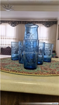 سرویس پارچ و لیوان قدیمی تراش دست انگوری 