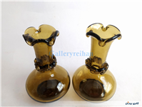 جفت گلدان لبچین قدیمی دستساز قهوه ای 