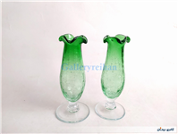 2عدد گلدان پایه دار آبگز سبز دستساز 