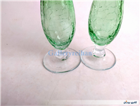 2عدد گلدان پایه دار آبگز سبز دستساز 