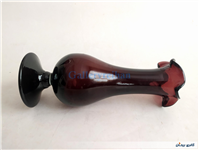 گلدان پایه دار لاله ای قدیمی دستساز زرشکی 