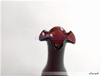 گلدان پایه دار لاله ای قدیمی دستساز زرشکی 