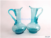 جفت آبلیموخوری دست ساز شیشه ای آبی 