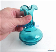 گلدان دست ساز قدیمی زیبا آبی رنگ 