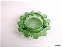 زیر سیگاری شیشه ای سبز تیله ای قدیمی 