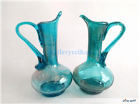 جفت آبلیموخوری دست ساز شیشه ای آبی