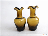 2 گلدان مینیاتوری لبچین دست ساز قهوه ای