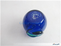 شمعدان دستساز شیشه ای قدیمی رنگ کبالتی