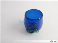 شمعدان دستساز شیشه ای قدیمی رنگ کبالتی