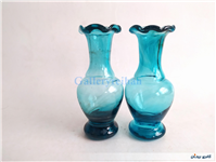 2 عدد گلدان آبی دست ساز قدیمی زیبا 