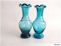 2 عدد گلدان آبی دست ساز قدیمی زیبا 