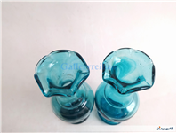 2 عدد گلدان آبی دست ساز قدیمی زیبا 