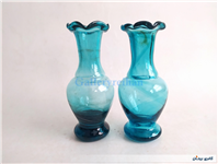 2 عدد گلدان آبی دست ساز قدیمی زیبا 