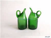 جفت آبلیموخوری دستساز شیشه ای سبز رنگ
