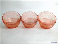 4عدد کاسه شیشه ای قدیمی صورتی برجسته 