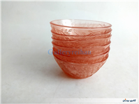 4عدد کاسه شیشه ای قدیمی صورتی برجسته 