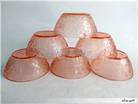 4عدد کاسه شیشه ای قدیمی صورتی برجسته 