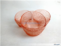4عدد کاسه شیشه ای قدیمی صورتی برجسته 
