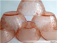 4عدد کاسه شیشه ای قدیمی صورتی برجسته 
