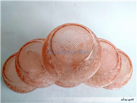4عدد کاسه شیشه ای قدیمی صورتی برجسته 