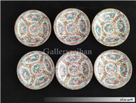 شش عدد نعلبکی طرح گل مرغ رنگ دستی