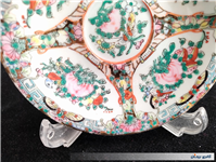 شش عدد نعلبکی طرح گل مرغ رنگ دستی