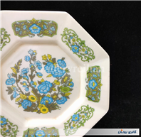 دیوارکوب ملامین قدیمی طرح گل آبی 8 ضلعی 