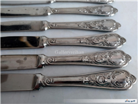 6 چاقوی قدیمی نوربلین یا روکش نقره ایتالیا 