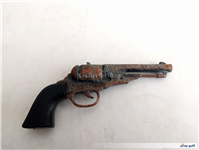 هفت تیر مسی قدیمی دکوری با دسته پلاستیکی   