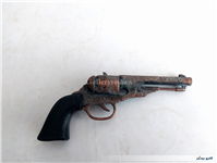 هفت تیر مسی قدیمی دکوری با دسته پلاستیکی   