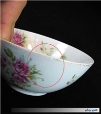 کاسه چینی بیکعب گل سرخی قدیمی دورو گل 