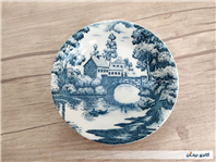 دیوارکوب یا نعلبکی قدیمی قلم آبی طرح منظره 