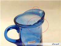 پارچ شیشه ای رنگ آبی قدیمی زیبا دست ساز