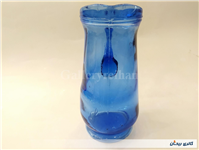 پارچ شیشه ای رنگ آبی قدیمی زیبا دست ساز