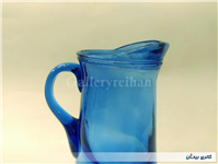 پارچ شیشه ای رنگ آبی قدیمی زیبا دست ساز