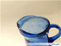 پارچ شیشه ای رنگ آبی قدیمی زیبا دست ساز