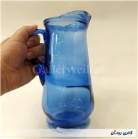 پارچ شیشه ای رنگ آبی قدیمی زیبا دست ساز