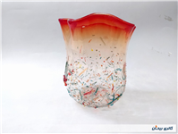 گلدان شیشه ای دستساز خوشرنگ قدیمی خاص